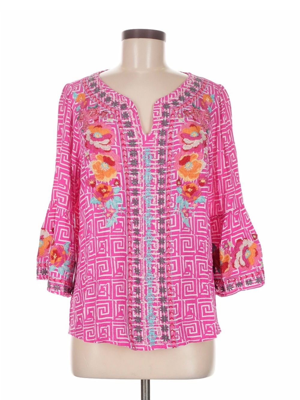 Savanna Jane Hot Pink Embroidered Floral Tunic